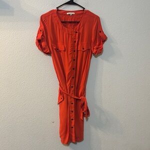 Broadway & Broome Orange Button-Down Dress